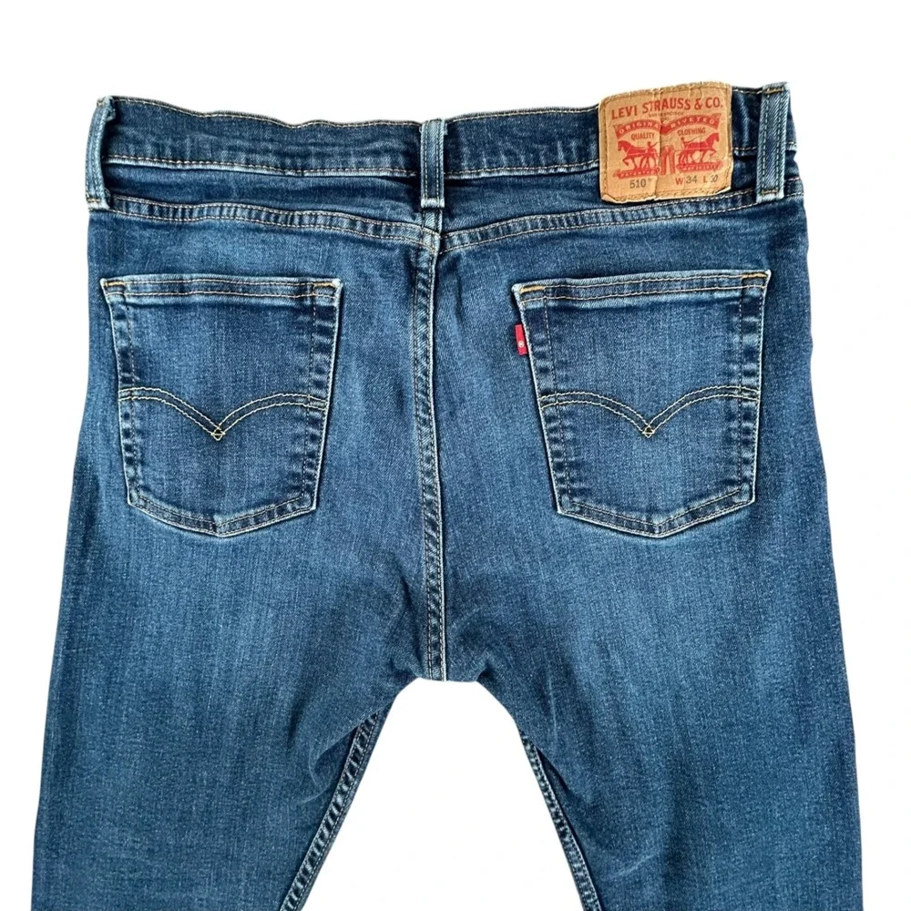 Levis 510 Skinny Fit Jeans Mens 34x30 Blue Denim WaterLess Stretch